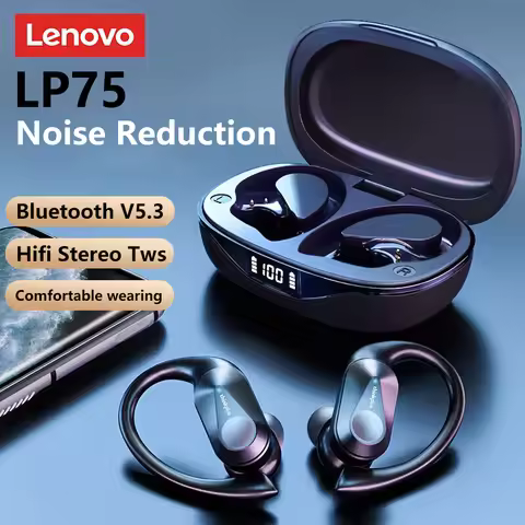 Lenovo LP75 Ture Wireless Headphones TWS Bluetooth 5.3 Noise Reduction Sports Ear Hook HiFi Stereo W