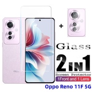 Oppo Reno 11F 2024 Film 2 IN 1 Screen Protector For Oppo Reno 11F 5G 11 F Reno11 F 5G Full Cover 9H HD Tempered Glass Protective Front Film Camera Back Lens Film