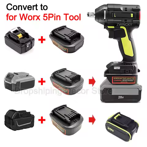 Battery Adapter Converter for Makita/Dewal/Milwaukee 18V 20V Lithium Battery, Convert to for Worx 5P