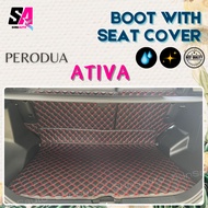 Perodua Ativa Boot Mat with Seat Cover Trunk Cargo Carpet Leather back seat cover
