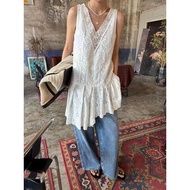 Qiaomi Asymmetric Pleated Dress - Jacquard Lace White