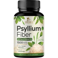Psyllium Husk Fiber Supplement 1500mg, Natural Daily Soluble & Insoluble Fiber Pills, Psyllium Husk 