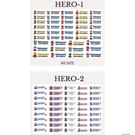 Sticker Nama Kalis Air UV DFT Tema Hero Custom Nama Label Budak Sekolah