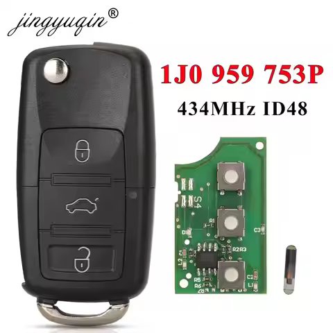 jingyuqin 1J0 959 753 P Remote Car Key Fob 434MHz for Volkswagen VW Beetle Golf Jetta Passat 2002-20