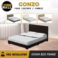 Living Mall Gonzo Divan Bed Frame Fabric / Faux Leather Colour Options - All Sizes Available