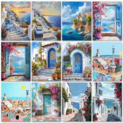 GATYZTORY Acrylic Paint By Numbers For Adults City Landscape HandPainted Painting By Numbers Unique 