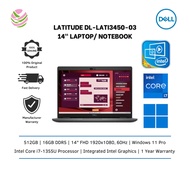 Dell Latitude L3450-i71355-16-512-W11-3 14" Laptop/ Notebook (i7-1355U, 16GB, 512GB, Intel, W11P) DL
