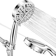 10-Mode Handheld Shower Head- Anti-clog Nozzles, Shower Head with 59” Stainless Steel Hose and High Pressure Adjustable Bracket, Built-in Power Spray to Clean Tub, Tile &amp; Pets ZQ118-T3