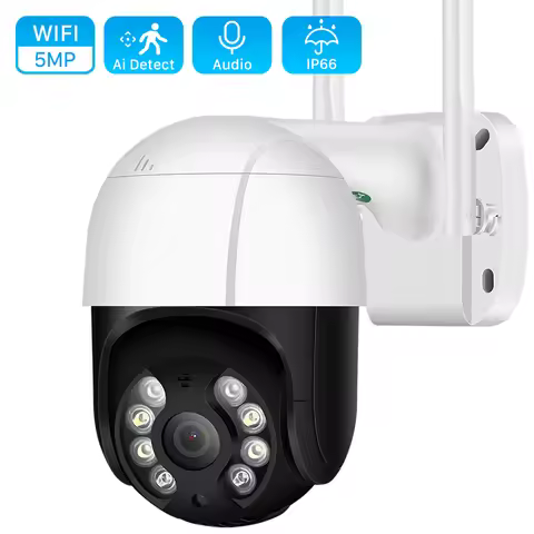 5MP PTZ Wifi Camera Outdoor HD 1080P 4X Zoom Ai Human Detect Auto Tracking WiFi IP Camera 2MP Color 