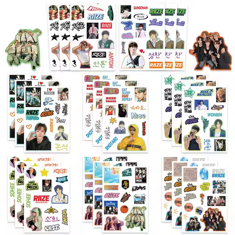 8/16/32Sheets Korean Male Group Stars riize DIY Puzzle Stickers Dress Up Game Face Funny Assemble St