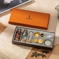 tomobetter Wax Seal Stamp Kit with 3pcs and 2 Bottle of Beads Spoon/Candle for Christmas Vintage Env