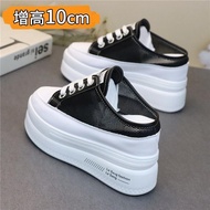 , mesh breathable inner height-increasing women's shoes, 10cm height-increasing heelless white shoes