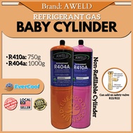 Original Aweld Refrigerant Gas Baby Cylinder R32/R134a/R404a/R410a for Air-Conditioning