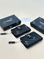 YSL聖羅蘭黑色小錢包經典菱格紋金色logo流蘇裝飾精5 銀包 手袋 卡片夾
