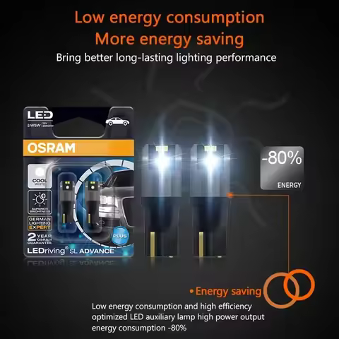 OSRAM LED T10 6000K W5W 194 Driving SL Advance White Car Interior Light Bulbs 12V 1.5W 2980CW Pair f