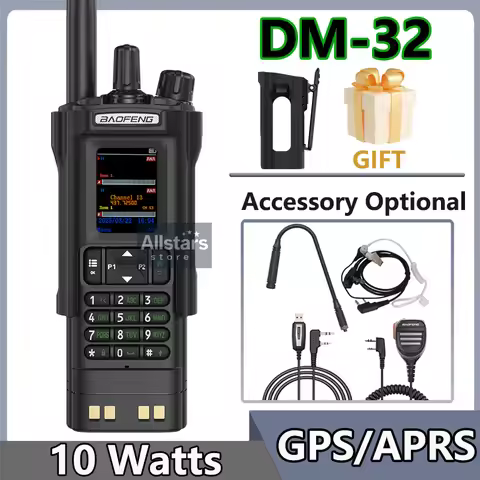 Baofeng DM-32 DMR GPS APRS 10W Black Analoge Digitale Walkie Talkie SMS Text AES256 Air Band Two Way