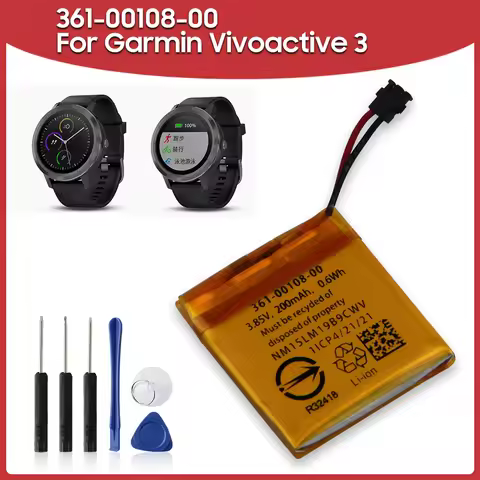 3.85V 361-00108-00 Original Replacement Watch Battery for Garmin Vivoactive 3 200mAh