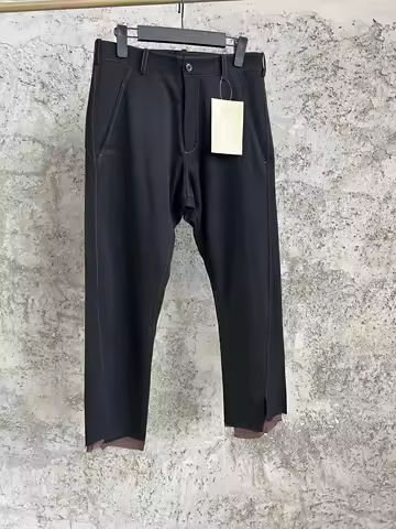 TOP-YAMAMOTO men's pants, 9-inch bare pants, cigarette pants, slit slim-fit pants