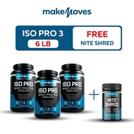 MakeMoves Whey ISO Pro สูตรลีน กล้ามชัด  (รสช็อคโกแล็ต)  สีน้ำเงิน   3กระปุก แถม NiteShred