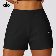 Alo Yoga Jtx กางเกงขาสั้น3จุดสำหรับผู้หญิงเทรนด์ใหม่ยุโรปและอเมริกาวิ่งกีฬาฟิตเนสเอวยางยืด