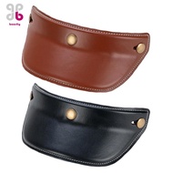 [Baosity] Professional Helmet Visor Vintage Leather 3 Snap Sun Shade for Motorbike Helmet Decoration