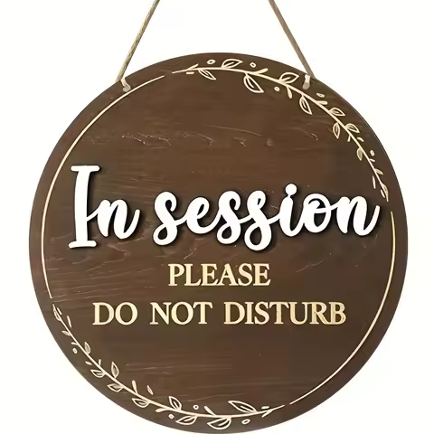 In Session - Please Do Not Disturb | Wooden Door Sign for Therapists and Massage Relax Offices - "We