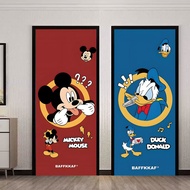 Cartoon Cartoon Mickey Mouse Door Sticker Self-Adhesive Painting Children's Bedroom Wardrobe Door Be