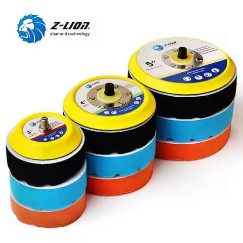 Z-LION 4 Pcs 3" 4" 5" Car Sponge Polishing Pad Kit With Backing Pad 5/16"-24 Thread Buffing Waxing P