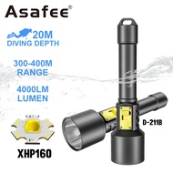 Asafee D-211B Diving Flashlight XHP160 LED 4000 LM Spearfishing Heat Dissipation Outdoor Flashlight