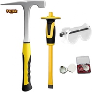 4 Piece Geology Rock Pick Hammer Set with Chisel 32oz All Steel Construction