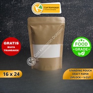 Standing Pouch 16 x 24 Kraft Paper Ziplock Window Plastic Packaging