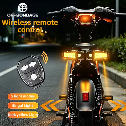 Electric Scooter Turn Signal Rear Light Remote E-bike Tail Light Lamp Rechargeable USB Red/Yellow Li