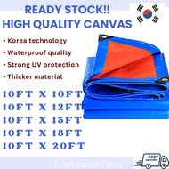 Blue Orange Waterproof Canvas Kanvas Tarpaulin Sheet Canopy Camping Khemah Kereta Lori Pasar malam t