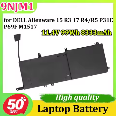 New 9NJM1 11.4V 99Wh 8333mAh for DELL Alienware 15 R3 17 R4/R5 P31E P69F M1517 Laptop Battery