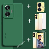 4in1สำหรับ Realme C55 Realme เคสโทรศัพท์ที่ C33เคสโทรศัพท์ซิลิโคนอ่อน + ฟิล์มกระจกเทมเปอร์ + ฟิล์มเล