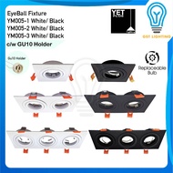 YETPLUS Aluminium Square Recessed GU10 Eyeball Casing | Indoor Series | YM005-1 Single/YM005-2 Doubl