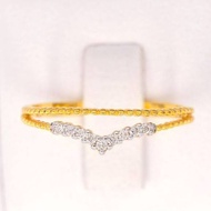 Happy Jewelry แหวนปีกนก 🕊 ใส่ได้ 2 แบบ 2  สไตร์ แหวนเพชรของแท้ ทองแท้ 9k 37.5% ME846