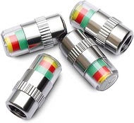 ANKI HAPPIGO 4Pcs 2.2Bar 32-to-35 PSI Tire Valve CapsTire Caps with Pressure Gauge with 3 Color Eye