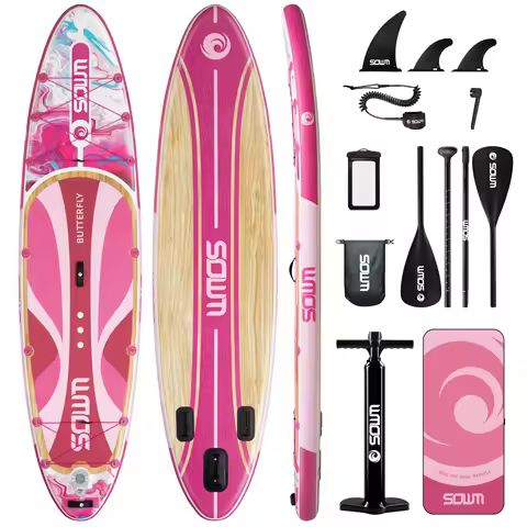 SOWM SUB Waterproof Inflatable Paddle Board 11''x34''x6''Adult Standing Style Aquatic Yoga Fishing W