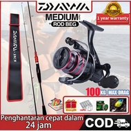 Daiwa Rod Joran Pancing 1 Set Fishing Rod Spinning Reel Joran Udang Galah Rod Pantai Pancing Set
