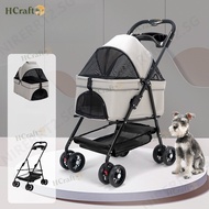Pet Stroller Outdoor Small Dog Stroller Lightweight Cat Stroller Separable Cage Foldable Pet Strolle