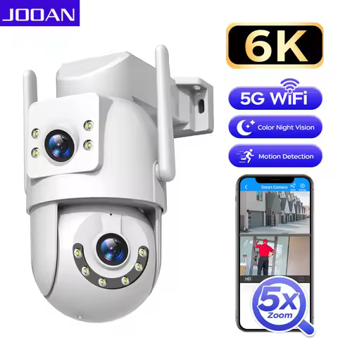 Jooan 6K 10MP WiFi Surveillance Camera,Dual Lens Dual Screen,5X Digital Zoom,Auto Tracking,ONVIF, Ou