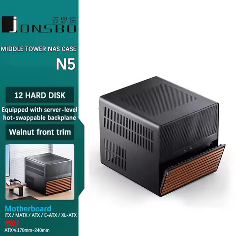 JONSBO N5 NAS Case supports ITX/M-ATX/ATX/E-ATX motherboards ATX PSU Use North American walnut solid
