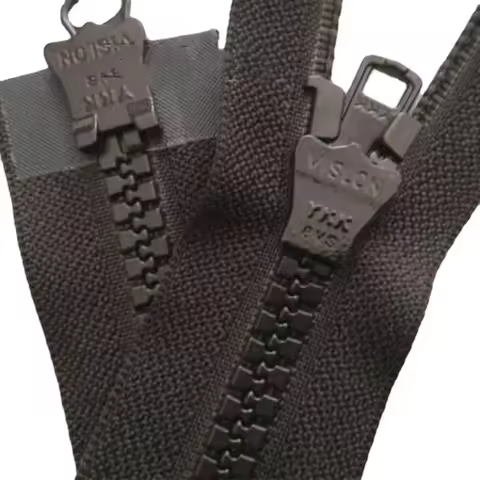 8VS 49cm Plastic Resin Short YKK Zipper Black Double Open End 2-way Heavy Duty for Coat Jacket Sewin