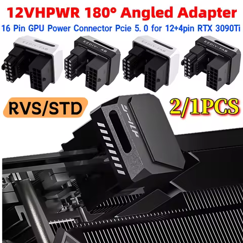 12VHPWR 180° Angled Adapter 2/1pcs 16 Pin GPU Power Connector Pcie 5.0 Power Adapter for 12+4pin RTX