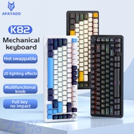 APAYADO K82 Gaming Keyboard Mechanical 82 Keys Knob Full Key Swappable Cool Backlight Wired