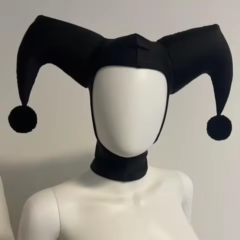 Aesthetic Jester Cosplay Black/Red Hat Cosplay Hat Red Black Hat Halloween Party Clown Cartoon Hat C