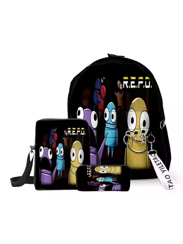 Popular Novelty R.E.P.O repo 3D Print 3pcs/Set School Bags Keychains Oxford Small Backpack Inclined 
