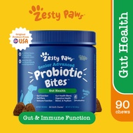 Zesty Paws Senior Probiotic Bites Soft Chews for Dogs Gut Health [Chicken Flavor] (90 Soft Chews) (EXP:06 2024) Digestive Probiotics Supplement to Support Normal Gut Flora, Digestive Function, Bowel Movement, and the Immune System