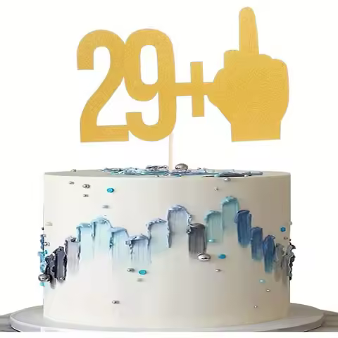 1 pc 29+1 Golden Glitter Cake Topper Set - 30th Birthday Decor with Bonus Age Number Topper